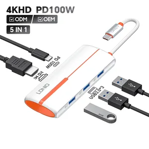 LDNIO Personnalisation d'usine Prix attractif USB C vers HD MI 4K USB3.0 PD 5 en 1 Hub Type C Adaptateur 5 en 1 pour PC portable