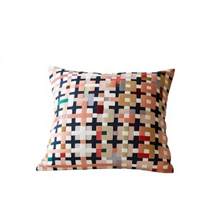 Funda de cojín de lana de lujo bordado de Cachemira hecho a mano puntada de cadena geométrica Vintage para sofá/sofá sala de estar Venta caliente - Product Image 1