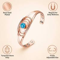 Bracelet magnétique en cuivre pur à 99,99 %, réglable, pour femmes et hommes, soulagement de l'arthrite, pierre turquoise naturelle, bijoux