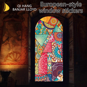 European Style <b>Glass</b> Stickers, Colorful Retro Bathroom <b>Glass</b> <b>Film</b> Shading Privacy protection - Product Image 5