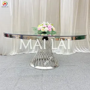 مع مرآة زجاج رخامي MDF أعلى الذهب ، طاولات عشاء الزفاف من الفولاذ المقاوم للصدأ