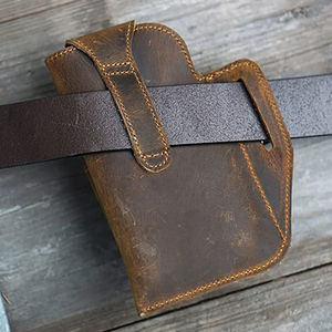 레트로 스타일 정품 가죽 전화 허리 가방 루프 홀스터 남성 패니 팩 캠핑 교수형 포켓 벨트 파우치 - Product Image 5