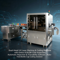 Machine de codage laser UV à double tête avec système d'inspection visuelle et de rejet pour la traçabilité anti-contrefaçon des bouchons de bouteilles