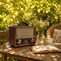 Radio portable vintage FM AM SW 3 bandes rechargeable certifiée CE en bois avec lecteur MP3 BT USB TF SD – Idéal pour la maison et comme cadeau