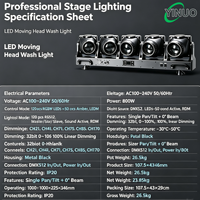 Yinuo Cabeza Móvil LED Profesional 5PCS 120W RGBW Control DMX512 IP33 20000 Lúmenes Beam Wash Strobe Tornado para Club Discoteca Bar