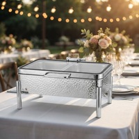 HADI Rechthoekige 304 RVS Chafing Dish 9L Capaciteit Gehamerde Luxe Buffet Schaal