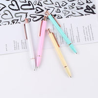 Stylo à bille en métal couleur macaron mignon 2025, stylo à bille à ressort rose doré, stylo publicitaire, stylos personnalisés avec logo
