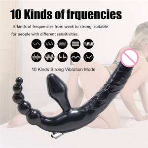 Triple cabeza sin tirantes <span class=keywords><strong>Strapon</strong></span> Bullet Vibe <span class=keywords><strong>Anal</strong></span> Butt Plug Lesbian Vibrator Beads - Product Image 1