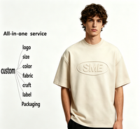 Camiseta de Algodón Personalizada con Hombros Caídos, Camiseta Oversize con Estampado 3D, Cuello Redondo, Manga Corta, Corte Holgado para Hombre