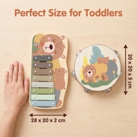 Cartoon Themed Wooden Keyboard Glockenspiel for Toddler Fine Motor Skills Music Enlightenment Educational Musical Learning Toy