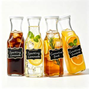 Bouteille en verre transparente réutilisable de 1000 ml pour café froid, <span class=keywords><strong>carafe</strong></span> pour boissons et jus, <span class=keywords><strong>avec</strong></span> étiquette en tableau noir, pour usage domestique - Product Image 3