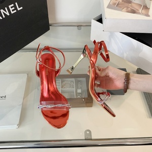 Sandalias de Tacón Alto con Pedrería, Diseño Abierto, Estilo Lujoso y Moderno, Color Negro, Combinables con Todo, para Mujer, Verano 2024 - Product Image 5