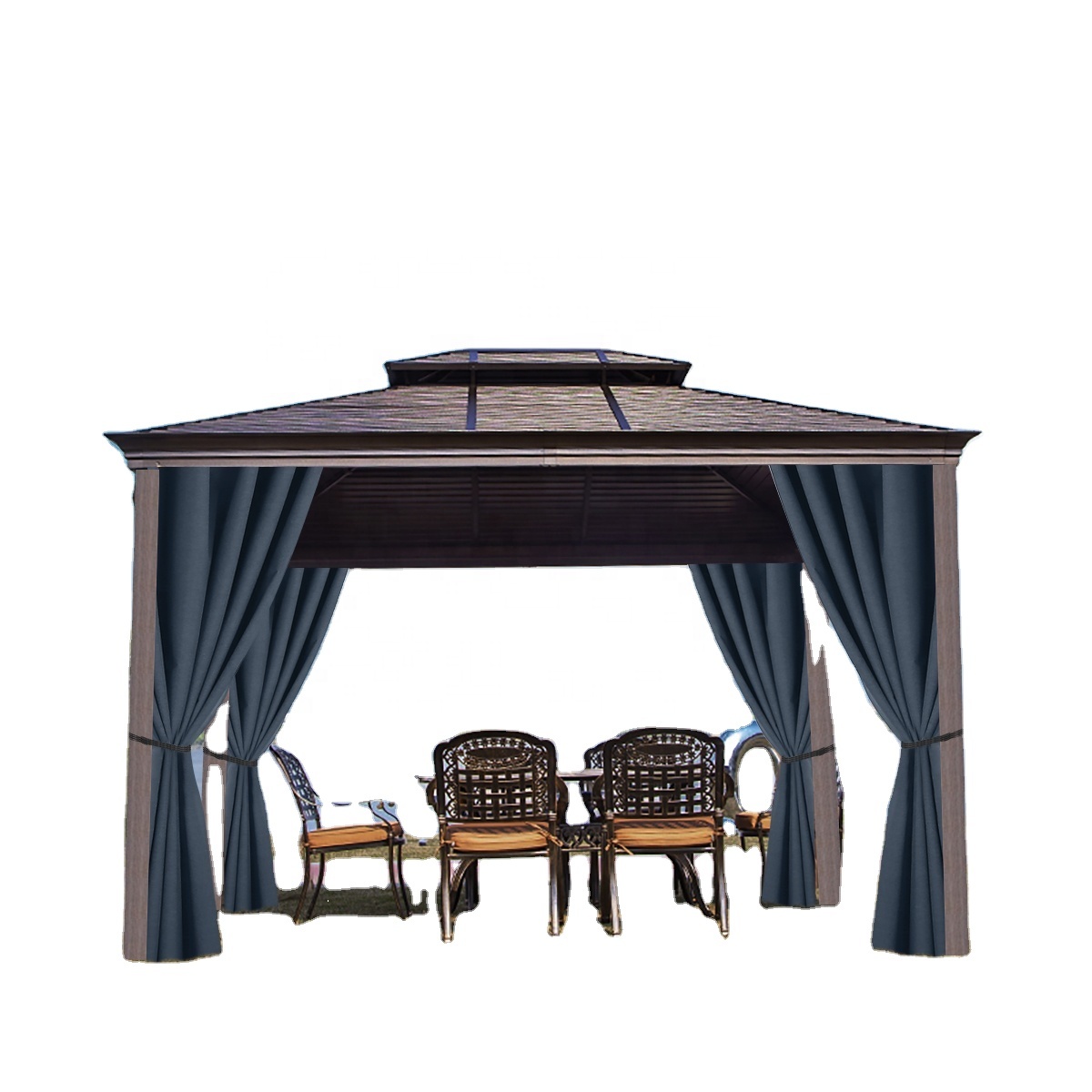 Уличные водонепроницаемые люверсы из 100% полиэстера, тонкие льняные занавески, затемняющие занавески с высоким затенением для сада, патио