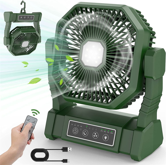 Portable 16000mAh Rechargeable LED Camping Lantern Air Cooling Fan Made of Plastic for Outdoor Use