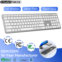 Teclado Inalámbrico de 2.4G con Teclas Silenciosas, Ultra Delgado, Tamaño Completo, Perfil Bajo, para Oficina, para Computadora Apple Mac, Teclado de Escritorio