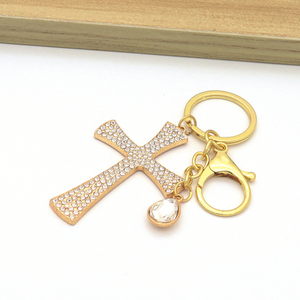 Chaveiros Religiosos de Batismo com Cruz de Strass e Cristais, Amuleto da Sorte, Crucifixo Ankh, Presentes Cristãos Católicos - Product Image 1