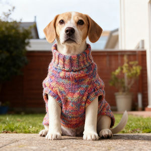 सर्दियों की अंतरिक्ष-डैटेड इंद्रधनुष पतला स्वेटर कुत्तों और बिल्लियों के लिए गर्म और अच्छी दिखने वाली क्लासिक शैली - Product Image 1