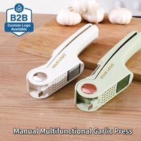 Presse-ail manuel personnalisé avec logo, presse-ail multifonctionnel en plastique, hachoir à ail manuel, gadget de cuisine