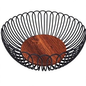 Accessoires de maison modernes en fil métallique avec base en bois, organisateur de rangement moderne pour pain et légumes - Product Image 1