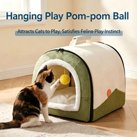 Grande maison pour chien, chaude en hiver, quatre saisons, avec lit amovible et lavable, et nid pour chat