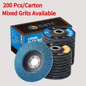 Prêt à expédier 200 disques à lamelles en zircone de 4-1/2 po, grains 40/60/80/120, type 29 haute densité <span class=keywords><strong>pour</strong></span> meulage de métal et <span class=keywords><strong>bois</strong></span> sur <span class=keywords><strong>meuleuse</strong></span> d'angle - Product Image 1