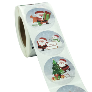 Custom Printing Christmas Festival Theme Paper <strong>Sticker</strong> Rolls Decorative <strong>Party</strong> Gift Box Packaging <strong>Bags</strong> Sealing Label <strong>Stickers</strong> - Product Image 4