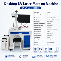 Máquina de Marcado Láser UV de Escritorio 5W 355nm EZCAD Windows, Máquina de Grabado Láser Industrial para Plástico, Vidrio, Acrílico y Botellas
