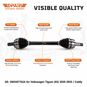 DPATP 5ND407762A Eje de Transmisión Delantero, Junta Homocinética, Junta Homocinética Interna/Externa para Volkswagen Tiguan (A5) <span class=keywords><strong>2010</strong></span>-2019/<span class=keywords><strong>Caddy</strong></span> - Product Image 2