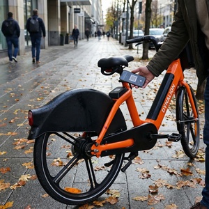 <span class=keywords><strong>Bicicleta</strong></span> Compartida de Aluminio Reforzado con Bloqueo 4G IoT, <span class=keywords><strong>Bicicleta</strong></span> Eléctrica Inteligente para Flotas de Alquiler Urbano - Product Image 5