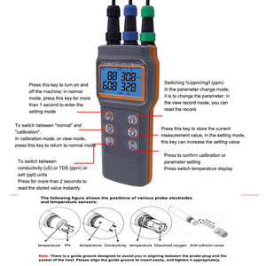 प्रयोगशाला ताजा और समुद्री जल परीक्षण के लिए उच्च परिशुद्धता ph/चालकता/tdd/लवणता/विघटित ऑक्सीजन मीटर ip67 पानी की गुणवत्ता परीक्षक - Product Image 2