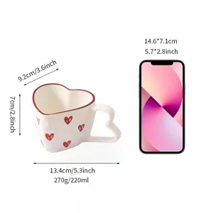Pattern Design Custom Hand-painted Love Mug Creative Heart Handle Cup Cute Ceramic Milk Coffee Mug