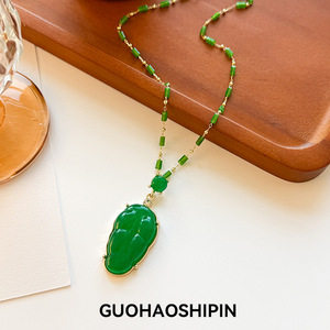 Monstera Leaf Necklace Zinc Alloy Pendant Geometric Design Sweater Chain Fashion Accessory - Product Image 5