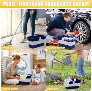 Plastic Retractable Folding Bucket White Chenille Hand-Free Flat <strong>Mop</strong> <strong>Floor</strong> Wet and Dry Dual-use Large Cleaning Tool - Product Image 5