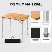 Tables pliantes réglables en hauteur pour le jardin, le pique-nique, le camping, la plage, en bambou, portables, trois tailles, ouverture rapide personnalisée