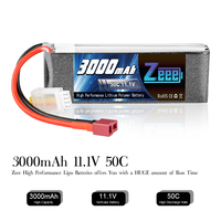 Batterie Lipo Zeee 11.1V 50C 3000mAh 3S avec connecteur Deans T pour avion RC, hélicoptère RC, drone UAV, FPV