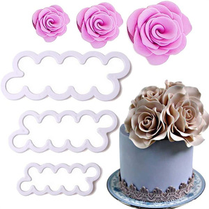 Rose And Carnation Fondant Cake Mold Set 3Pcs Flower Embossing For Cake Decorating - Product Image 1