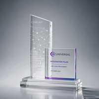 Trophée personnalisé Neelpure W015 en cristal K9, double panneau gravé, récompense rectangulaire, logo imprimé UV, base pour cérémonie d'entreprise, souvenir