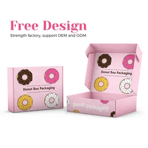 Wholesale Custom Logo Bakery Packaging Food Grade Pink Paper Packaging Box Donut Box Packaging With Logo Donuts Box