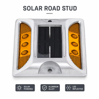 Borne de signalisation routière solaire en aluminium IP68 durable avec couvercle en verre trempé et réflecteur LED pour poste de péage