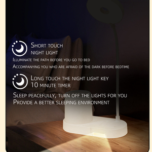 Modern Rechargeable LED Desk Lamp with Pen Holder & Phone <b>Stand</b> 3 Color Temps Eye-Care Night Light Simple Adjustable ABS - Product Image 2