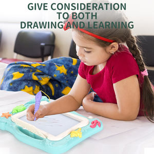 蹒跚学步的男孩女孩旅行尺寸魔法涂鸦板写画素描垫儿童磁性绘图板玩具带支架 - Product Image 2