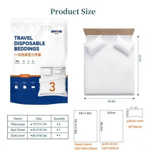 Einweg 3-teiliges 4-teiliges Vliesstoff Anti-Milben Europäisch-Amerikanischer Stil Reise-Bettwäsche-Set Bettbezüge Kissenbezüge Kingsize-Bett - Product Image 6