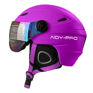 सीई स्वीकृत कंस्ट्रक्शन स्की हेलमेट नया हाई एंड कस्टम स्नो स्की हेलमेट वाइज़र के साथ स्नोबोर्डिंग स्नो हेलमेट ग्लास के साथ