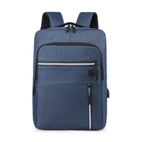 Mochila duradera de nailon a rayas para ordenador portátil con cierre de cremallera, Asa con correa, forro de poliéster, Puerto USB, material de PC de viaje Unisex