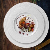 StarLuckINT Vente en gros de vaisselle élégante en céramique, ensemble d'assiettes avec design en relief, assiettes de dîner pour mariage, ensembles de vaisselle pour mariage