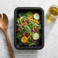 Barquette en plastique PP noire avec logo personnalisé pour la vente au détail de viande fraîche (bœuf, porc) en supermarché, emballage alimentaire, barquettes thermoformées de qualité alimentaire