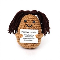 Grensoverschrijdende afgewerkte handgemaakte pluche gebreide mini-pop gehaakte cactus aardappel doktersmuts grote ogen kikker ornament voor 7-14 jaar
