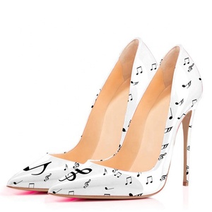Phong Cách Mới Nhất Phụ Nữ Giày Cao Gót Ký Hiệu Âm Nhạc In 8Inches Big EU Kích Thước 45 Ăn Mặc Giày Stiletto Bên Phụ Nữ Bơm Giày - Product Image 5