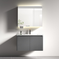 Mueble de Baño Moderno Minimalista con Espejo Inteligente, Construcción de Aleación de Aluminio, Lavabo de Cerámica Integrado, Colores Personalizados