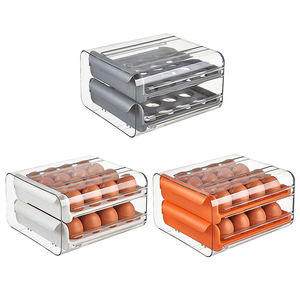 32 compartment egg storage drawer <b>container</b> for <b>refrigerators</b>, transparent double-layer egg storage rack wholesale - Product Image 4
